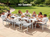 Gardeon Outdoor Dining Set 11PCS Aluminum Extendable Table and Chairs Patio Furniture White FF-DINING-11ALU-WH-ABCD