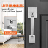 VEVOR Entry Door Handle, Satin Nickel Square Handle Set with Lever Door Handle No Lock, Adjustable V952-GGSBDMNBDSFXMCY8VV0