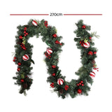 Jingle Jollys 2.7m Christmas Garland with Decorations Xmas Wedding Party XM-TR-GAR-9FT-BERRY-RED
