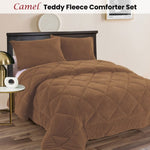 Ramesses Teddy Fleece 3 Pcs Comforter Set Camel Queen V442-KIT-COMFORTER-TEDDY-CAMEL-QS