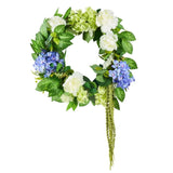 Artificial Decorative Wreath 58.42 cm Blue White Green Hydrangeas Roses V952-ZSHHXQHTMLBL4G2OKV0
