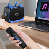 Mini Karaoke Machine - Portable MP3 Player with 2 Wireless Mics Toys & Gifts Blue V1263-JX-6967-3