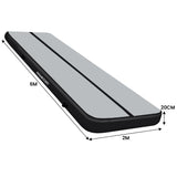 Powertrain Airtrack 20cm Thick 6m x 2m Inflatable Gymnastics Tumbling Mat Air Track - Black IFM-0602-GYBK