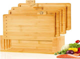CARLA HOME Bamboo Cutting Board Set with Stand, 4 Pieces for Kitchen V178-36480