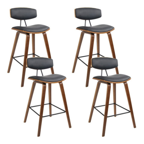 Artiss 4x Bar Stools Leather Padded w/Backrest BA-TW-8782-BKX4