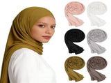 6PCS Women Muslim Head Scarf, Smooth Jersey Hijab Wrap, Solid Color Head Coverings, Long Soft Shawl V1192-AZ-W-18352