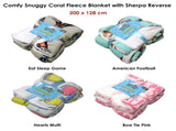 Snuggle Coral Fleece Extra Large Throw with Sherpa Reverse 200 x 128 cm Bow Tie Pink V442-YTL-THROW-2936BOWTIE-PINK-RE