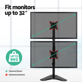 Artiss Monitor Arm Stand Dual Mount HD LED TV Bracket Holder Freestanding MA-B-D-T02-BK