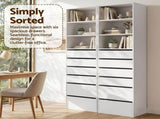 Artiss 2x Chest of 6 Drawers Tallboy Cabinet Adjustable Shelf White FURNI-N-CDR-6D3S-WHX2