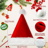 10Pack Christmas Santa Hats for Adults - Extra Thicken Velvet Santa Claus Hats for Women Men Fluffy V1107-SDZC001-10