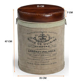 FRENCH CANVAS LEATHER PERFUME OTTOMAN V742-M6400