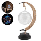 Glass Ball Moon Iron Art Decoration Night Light with LED Copper Wire Lamp without Battery V1294-YM0901-ZM03105