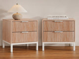 Artiss 2X Bedside Table 2 Drawers Storage Nightstand Cabinet Metal Legs Pine FUR-U-BS-01-WDX2
