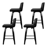 Artiss Bar Stools Kitchen Leather Barstools Swivel Wooden Chairs X4 BA-TW-8836-BKX4-AB