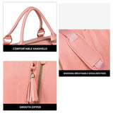 Pink PU Leather Foldable Garment Bag, Women's Travel Duffel with Suit Carrier, Multi-Function V888-ELOSUNG13395
