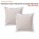 Accessorize Pair of White/Natural Tailored Hotel Deluxe Cotton European Pillowcases V442-HIN-PILLOWC-HOTELTAILORED-WHITENATURAL-EU