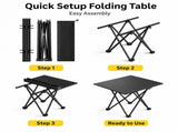 Black Portable Folding Table - 57*41cm Carbon Steel Compact Carry Design, Quick Setup and Space V888-ELOSUNG54918