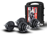 20KG Cast Iron Dumbbell Set Weight Dumbbells Home Gym Training Fitness BarBell Case V610-GYM-DUM-20KG-BLACASIRO