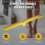 1200mm Bathroom Shower Brushed Brass Grate Drain w/ Centre outlet Floor Waste Square Pattern V63-844721