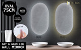 LED Wall Mirror Oval Anti-Fog Bathroom 50x75cm V274-FT-BM-LEDOV-5075
