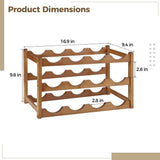 Wooden Wine Rack, Holds 16 Bottles, 4-Tier Freestanding Wine Storage Shelf, Countertop Wine Bottle V1369-AZ3-W-08663