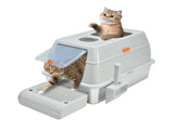 20L Large Anti-Leak Enclosed Cat Litter Box Stainless Steel Detachable Kitty Litter Tray with ABS V985-LIDLITTERBOX