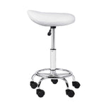 Artiss Salon Stool Saddle Swivel Chair White SALON-B-ERG-WH