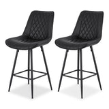 Artiss 2x Bar Stools Kitchen Dining Chair Counter Stool Diamond PU Leather Black BA-K-799-BKX2