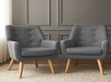 Artiss 2X Armchair Lounge Chair Accent Tub Chair Grey ANNE UPHO-B-ARM04-GYX2