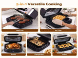 Devanti 5-in-1 Electric BBQ Grill Air Fryer, 2200W 8L Smart Thermometer BBQ-AF-8L-4IN1-BK