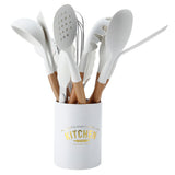 11Pcs White Silicone Kitchenware Kit NonStick Kitchen Utensils with Storage Box V1294-YM0901-3118200128411