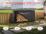 Firewood Rack with Waterproof Cover, 1.22m Outdoor Firewood 1/4 Cord Storage Metal Log V952-HWDCJ4FT20MMYL0PX001V0
