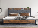 Levede Double Bed Frame Tufted Headboard USB Charge BF1057-D-DG