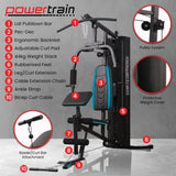Powertrain JX-300 Multi Station Home Gym 44kg Weight Cable Machine HGM-JX-300