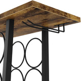 CARLA HOME Wine Rack Countertop Wooden & Metal Holder for 6 Bottles & 2 Glasses LSB-36089