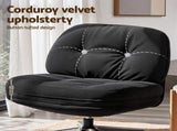 Artiss Swivel Chair Nursing Armchair Lounge Corduroy Steel Star Base Black UPHO-H-ARM05-SWL-BK