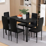 Artiss Dining Chairs and Table Dining Set 6 Chair Set Of 7 Black DINING-B-M-T120-BK-ABC