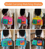 Color-Block Stitching Large Travel Duffel Bag Multi-Functional Hand Luggage for Casual V1232-ZSBB-004