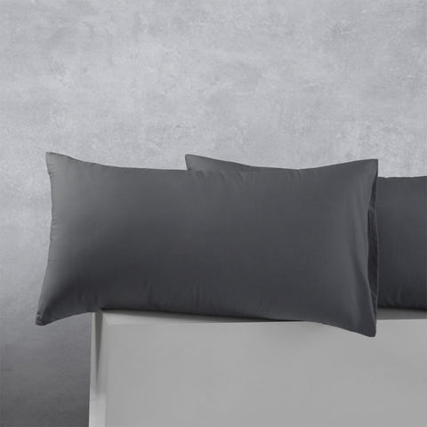 Accessorize Pair of Cotton Polyester King Pillowcases Charcoal V442-HIN-PILLOWC-COTTONPOLYESTER-CHARCOAL-KI