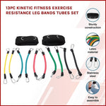 13PC Kinetic Fitness Exercise Resistance Leg Bands Tubes Set V63-766505