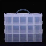 3-Tier Stackable Storage Box Organizer with 30 Adjustable Compartments, Plastic Craft Organizer Case V1192-AZ-W-10346
