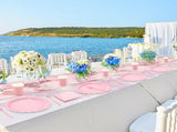Pink Scalloped Edge Disposable Party Tableware Set - 175 Pieces for 25 Guests - Food Grade Paper V888-ELOSUNG57093