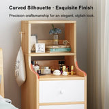 2x Bedside table pair with shelves drawers side hook modern design white V360-ZC-FNBT0037-WT-142-47X2