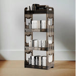 SOGA 38x24cm Black 3 Tier Bookshelf & Cosmetic Storage Organizer Trolley Rack BOOKSHEDARK4