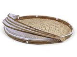 Covered Bamboo Serving Food Tent Basket Hand Woven Round Food Basket with Mesh Cover V1294-YM0715-10347243