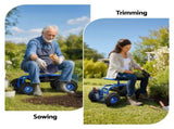 Gardeon Garden Seat with Wheels 360 Swivel Adjustable Height Rolling Stool 150kg GCT-BSK-360-BL