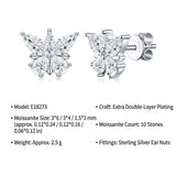 Elegant Butterfly Moissanite Earrings in Sterling Silver Sparkling 8 Hearts 8 Arrows Cut Studs for V1341-ZY-8WZ5DFPL-MOISSANITE-PREMIUMS925