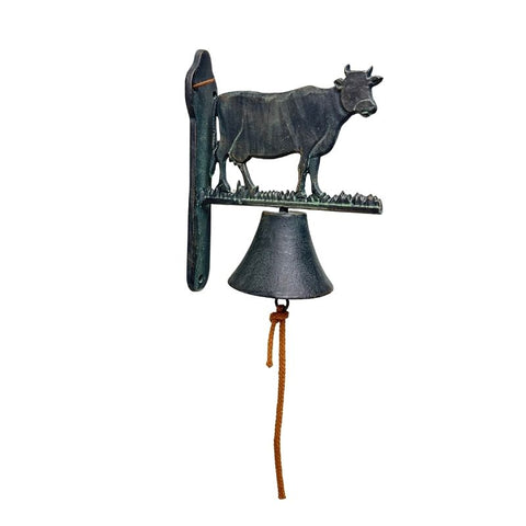 Cast Iron Cow Doorpost w Bell 26cm V637-74145COW