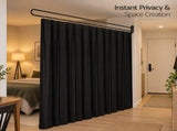 Artiss Room Divider Wall Mounted Hanging Curtain Partition Screen Black 200x220cm RD-D-200M-BK