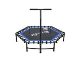 Everfit 48inch Hexagon Fitness Trampoline Rebounder Adjustable Handrail Blue TRAMPO-C-MINI48-H-BLBK